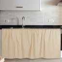 VitalCozy Cabinet Curtains 28" W x 51" L Sink Skirt for Bathroom Kitchen Office Desk Brown Stripes Cabinet Curtains for Classroom Office Home Drape Under Desk Privacy Drape for Laundry Room
