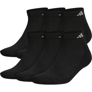 adidas Men's Athletic Cushioned Low Cut Ankle Socks (6 Pairs) Durable & Comfortable (Black, XL)