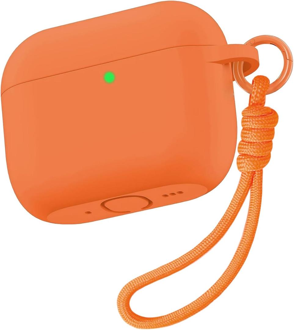 2 x for Airpods Pro 3 Case 2025, Shock-Proof Protective Silicone Cover Compatible with Apple AirPods Pro 3rd Generation Cases, iPod Pro 3 Case with Lanyard (Orange)