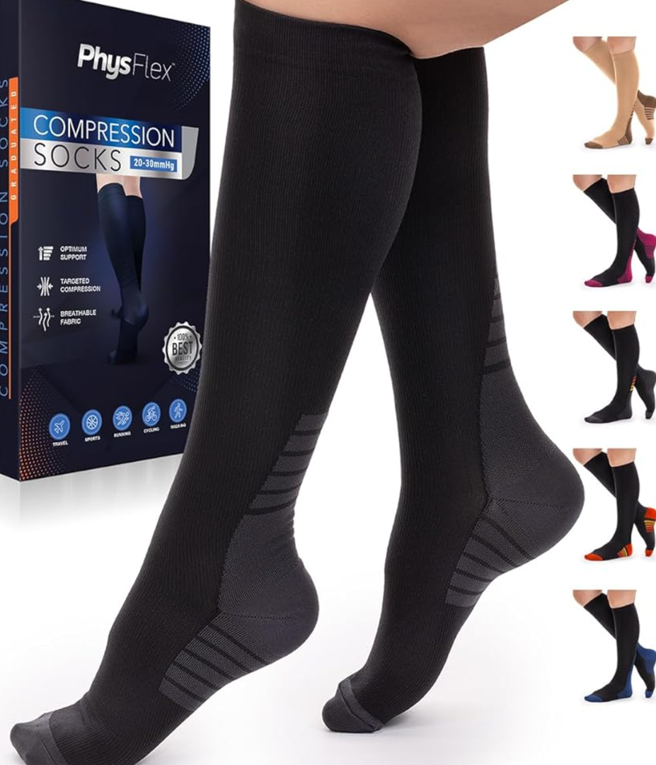 Compression Socks for Women and Men - Best Support for Running, Flying, Pregnancy - Knee High Graduated Compression Stockings, S/M