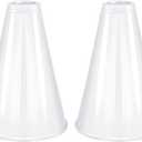 2 Pcs White Plastic Cheer Megaphone for DIY Party Accessory for School Outdoor Activities Party Favors Sports Match Game (White)