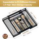 Sedegn Silverware Organizer Metal Mesh, Drawer Organizer, Utensil Cutlery Tray for kitchen drawers,Expandable Flatware Organizer with 7 Compartment Black 9.6"~16.1" x 13.8"