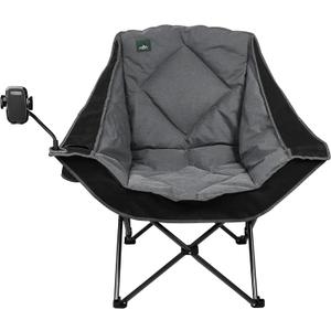 Northroad Oversized Foldable Camping Chair with Cell Phone Holder,Outdoor Padded Lawn Chair w/Cup Holder,Carry Bag for Beach, Hiking, and Picnics,Heavy-Duty 300-lbs Capacity, Black