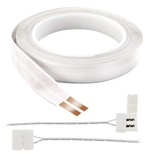 FRANKEVER 24 Guage Hidden Super Flat Audio Cable Suitable for Audio Wire LED Lighting Connection and Other Low Voltage Appliance Connection 12mm (Wire(50 ft)+2 ConnectorsD)