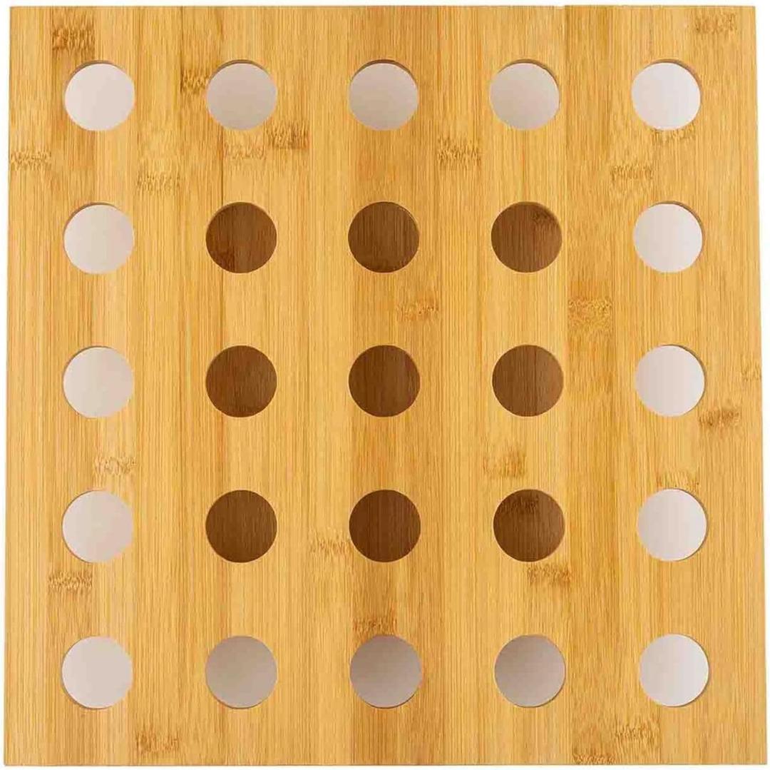 TableCraft 12815 Square Bamboo Cone Holder Display, Durable Square Cone Holder for Appetizers & Desserts, Holds 25 Cones, Natural Bamboo Finish, Catering & Buffet Service