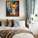 Chihuahua Colorful Abstract Framed Wall Art Print Poster, Dog Pet Lover Picture Painting Artwork Bedroom Living Room Office Dining Room 150F (Chihuahua Colorful Abstract, 20" L x 16" W, Black Frame)