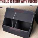 car organizers and storage for SUV,trunk organizer for sedan, leather foldable sleek box with lid,collapsible cargo bins, tool accessories containers,Collapsible Suede velvet (18 inch Covered)