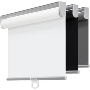 Cordless 100% Blackout Roller Shades for Windows,UV Protection Pull Down Shades,Room Darkening Door Blinds Thermal Insulated Fabric for Home Office and Bedroom(17" W x 72" H,White)