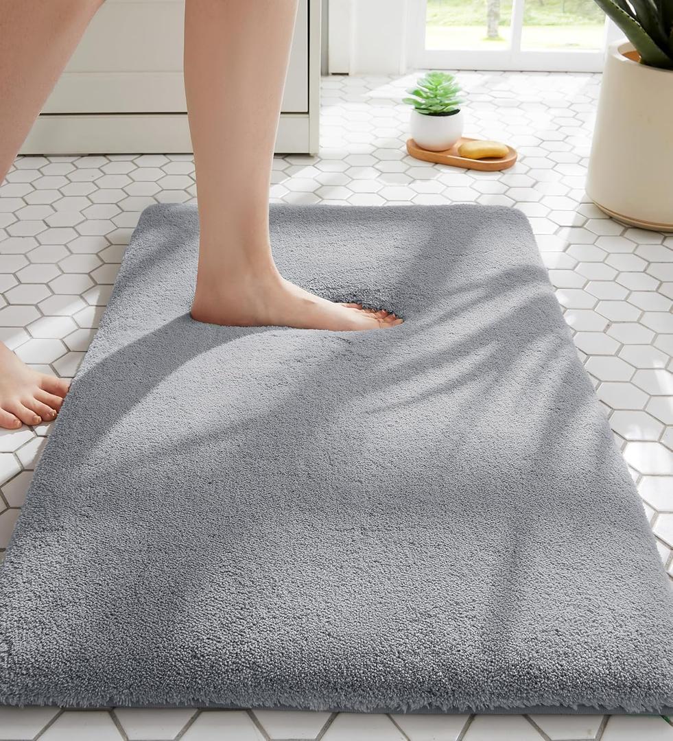 MINIDEAR Bathroom Rugs 36x24 Dark Gray - Thick Memory Foam Bath Mat, Ultra Soft & Plush Fluffy, Non-Slip, Quick Dry, Absorbent Washable Floor Microfiber Mat for Tub, Home Decor Accessories