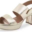 Aerosoles Women's Camera Heeled Sandals (8.5, Gold Metallic Leather)
