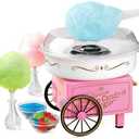 Nostalgia Vintage Cotton Candy Machine - Countertop Cotton Candy Maker With 2 Reusable Cones & 1 Sugar Scoop - Use Hard Candy or Sugar to Create Fluffy, Delicious Treats in Minutes-Pink