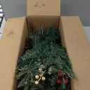 Glintoper Lighted Artificial Christmas Urn Filler, Pre-lit Xmas Pine Trees with Cones, Golden & Red Berries, Tripod Stake and 60 LED Lights, Outdoor Light Up Planter Filler Holiday Home Decor, 2 Pack