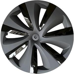 4PCS 19 Inch Hub Cap Compatible with Tesla Model Y Wheel Hubcap Right&Left Wheel Cap Full Rim Cover 2024(L-R Grey Black)