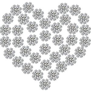 100 Packs 10 mm Rhinestone Embellishments Flatback Flower Crystal Button Accessory Silver Rhinestone Buttons for DIY Jewelry Crafts Making Wedding Decoration Bridal Bouquet Invitation Hair Accessories