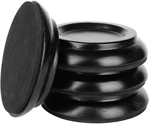 Eison Piano Caster Cups for Upright Piano Wooden Piano Caster Piano Leg Floor Protectors with Non-Slip & Anti-Noise Foam Hardwood Floor Protectors, Set of 3, Black