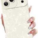 OOK Compatible with iPhone 17 Pro Max 6.9inch Case, Silicone Floral Flower Cute Pattern, Camera Protection Soft Slim Phone Cover for Girls Women -White Gardenias