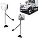 Black Hood Mirror Assembly for International Durastar 4300 Truck Driver Left and Passenger Right Side Pair with Mounting Arm