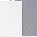 Bassinet Mattress Pad Cover, Fits 20 x 32 Dream On Me Lotus, AMKE Baby Bassinet and QUTANIX Beside Sleeper, 2 Pack, Ultra Soft Waterproof Breathable, White and Grey