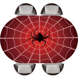 Halloween Oval Fitted Tablecloth Waterproof Elastic Edged Table Cover,Indoor Outdoor Picnic Parties Decorated and Reused Repeatedly, Fits 48"x68" Oval Tables, Style 104