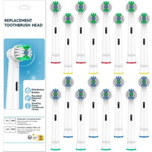 Replacement Toothbrush Heads Compatible with Oral B Pro 1000 Electric Toothbrush,Replacement Brush Heads Refill for Genius X,Smart 1500,Pro 5000,16 Count (White)