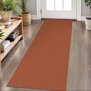 KOZYFLY Runners for Hallways 2x6 ft Washable Kitchen Runner Non Slip Rubber Backed Hall Runners Cotton Entryway Runner Rugs Floor Carpet for Indoor Backdoor Bedroom Kitchen, Orange/Tan