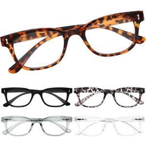 BLS BLUES 5 Packs Reading Glasses for Women Blue Light Blocking, Vintage Computer Eyewear (*Leopard/Tortoise/Black/Grey/Clear)
