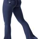 YEOREO CoreFlex Flare Leggings with Pockets for Women Scrunch Workout Leggings Butt Lifting Gym Yoga Pants (Medium, Navy Blue)