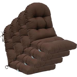 QILLOWAY Outdoor High Back Chair Cushion for Adirondack, All Weather Rocking Chair Cushions Thick Padded Replacement for Patio Furniture Set of 4,Coffee, 48in x 20in