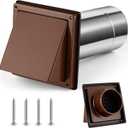 Gisafai 4" Outside Dryer Vent Cover for Exterior Walls Exhaust Vent Cap with Removable Extension Pipe Stainless Steel Hood Cushioned Non Return Flap with Sealing Gasket Grille Screen (Brown)