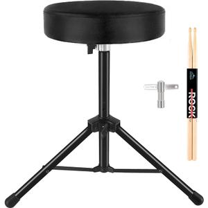EASTROCK Drum Throne,Padded Drum Seat Drumming Stools with Anti-Slip Feet for Adults and Kids Drummers (Black)