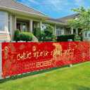 Tet Decorations 2026 Banner with 12 Red Envelopes Vietnamese New Year Banner for Outside Vietnamese Lunar New Year Decorations