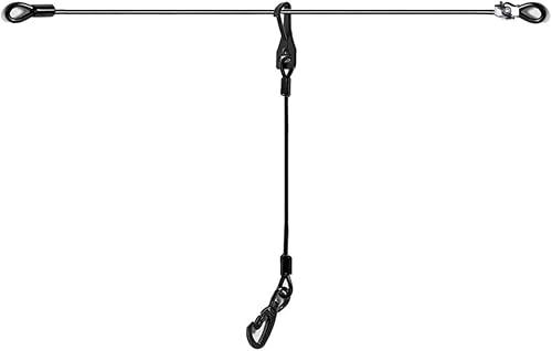 Mi Metty Dog Seatbelt, Car Harness with Coated Wire Rope, Happy Ride Dog Zipline, Safety Restraint No-Chew Tether Cable (Stainless Steel, 5 FT)
