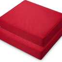 DoubleFill 2 Pcs Outdoor Ottoman Cushion 23"x19"x3" Waterproof Fade Resistant Outdoor Footstools Cushion Removable Patio Ottoman Cushions with Adjustable Fixing Strap for Stool (Red)