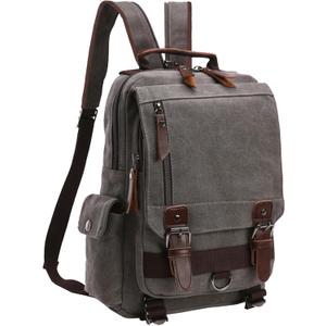 Mygreen Canvas Cross Body Messenger Bag Shoulder Sling Backpack Travel Rucksack (Large, Grey With Shoulder Zipper)