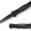 Pocket Knife for Men, EDC Knife with Clip, Cool Knives for Outdoor Survival Camping Hiking Fishing, Gift for Men (Black)