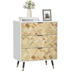 Giluta Tall Nightstand 3 Drawers, 23" Wide Large Storage Bedside Table, Fir Wood Night Stand for Bedroom, Wood End Table for Dorm, Small Space