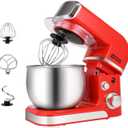 Stand Mixer, Kitchen in the box 3.2Qt Small Electric Food Mixer,6 Speeds Portable Lightweight Kitchen Mixer for Daily Use with Egg Whisk,Dough Hook,Flat Beater (Red)