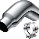 5 Inch(ID) Diesel Exhaust Tip with Clamp, 5'' Inlet 7'' Outlet 23'' Long Chrome Turndown Exhaust Tip