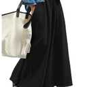 RoseSeek Women's Wide Leg Sweatpants High Elastic Waist Flowy Palazzo Pants Loose Baggy Pants Bottoms Pure Black, Medium