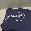 MOUSYA Jesus Oversized Sweatshirt Woman Christian Sweater Jesus The Way The Truth The Life Shirt Religious Long Sleeve Tops (Small, Blue)