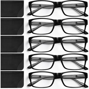Gaoye Reading Glasses Men/Women, Eyeglasses, Blue Light Readers for Men/Women, Computer Eye Glasses, Cheaters (C2-5 Pack Light Black)