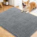 OLANLY Dog Door Mat for Muddy Paws 40x32, Absorbs Moisture and Dirt, Absorbent Non-Slip Washable Doormat, Quick Dry Chenille Mud Mat for Dogs, Entry Indoor Entryway Carpet for Inside Floor, Grey