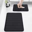 Buganda Bathroom Rug and Mat Set, 2 Piece Memory Foam Bath Mat Set, Machine Wash Dry, Soft Non Slip Absorbent Bath Rug for Bathroom, Shower and Tub (30" x 20"+24" x 16", Black)