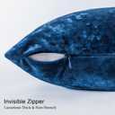 Set of 2 Navy Blue Decorative Velvet Throw Pillow Covers 20x20 Inches, Soft Neutral Accent Pillow Cases with Vintage Textured Farmhouse Couch Cushion Covers for Luxurious Home Decor