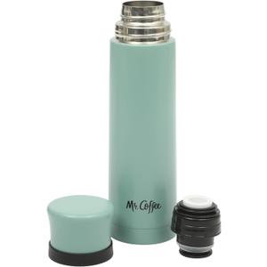 Mr. Coffee Silverleaf 23 oz Stainless Steel Thermal Bottle Double Wall Vacuum Insulated Travel Mug with Leak-Proof Lid, Teal Hot & Cold Beverage Flask for Work, Commute, or Camping
