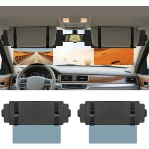 Sun Visor Extender for Car, Visor Extender Sun Blocker, Sun Visor Extension with Anti-Glare Lens Blocks UV & Sunlight, Adjustable Car Sun Visor for Safe Driving (2 Pack)
