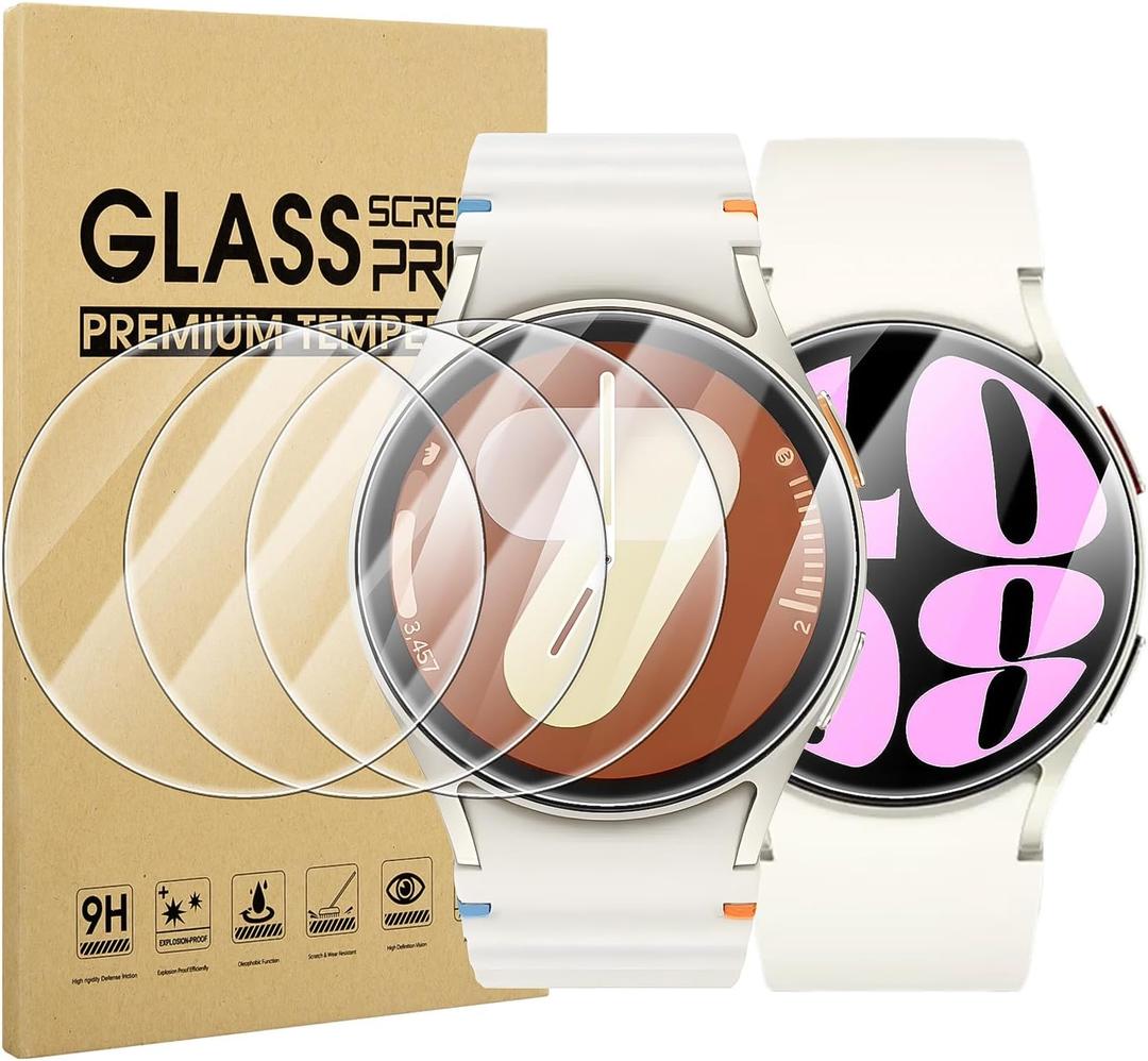 Suoman 4-Pack Screen Protector for Samsung Galaxy Watch 7/6/5/4 40mm, Tempered Glass Protectors Perfectly Fit for Galaxy 40 mm Smartwatches (Clear)
