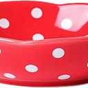 Basic Mushroom Cat Bowl, Cute Cat Bowls Whisker Friendly, Dishes Ceramic Cat Food Bowls, 6" Wide for Adult Cats, Small Dog, Red