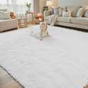 Rugs for Living Room 5x8, Alfombras para Salas Fluffy Shag Large Fuzzy Plush Soft Area Rug, Shaggy Carpets for Bedroom, Kids Boys Girls Home Decor Aesthetic(5 x 8, White)