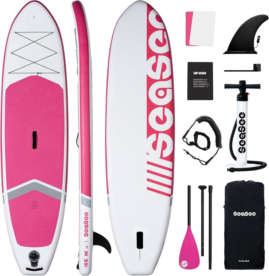 Inflatable Stand Up Paddle Board Includes Paddle, Dual Action Pump, and Accessories 11ft Lightweight iSUP, 33"*6" Wide Stable Design, Anti-Slip EVA Deck, Paddle Board for Adults